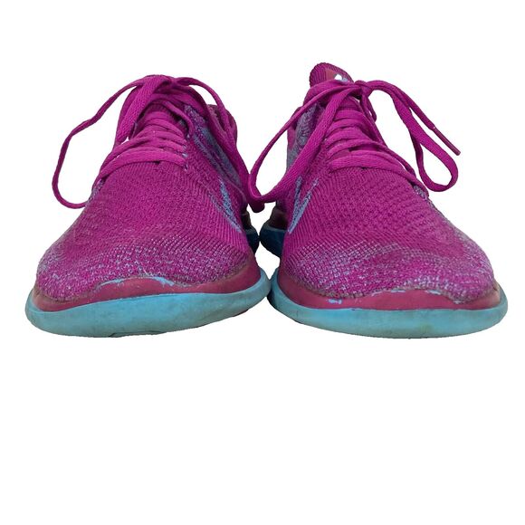 Nike Free 4.0 Flyknit - Women's Sz 7 - Fuchsia Flash Clearwater Shoes 631050-501 - Picture 2 of 12
